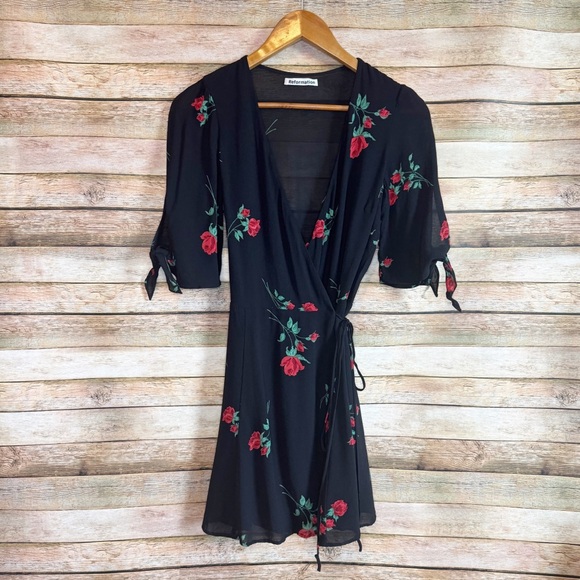 Reformation Black Floral Mini Dress - Picture 1 of 9